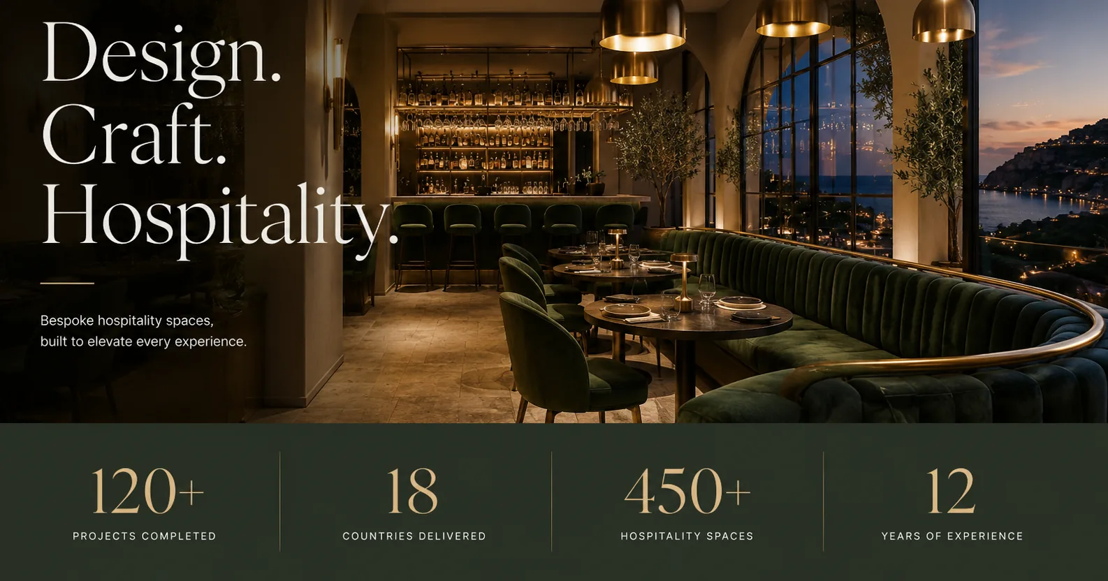Larkspur Studio hospitality fit-out company website — bilingual tender-ready portfolio, Lisbon, built by Oppus Studio